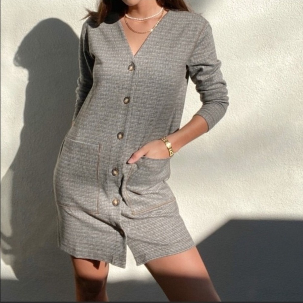 NWT Lou & Grey Houndstooth Cardigan Sweater Dress Stretch/Soft/Sz M/Knee Length